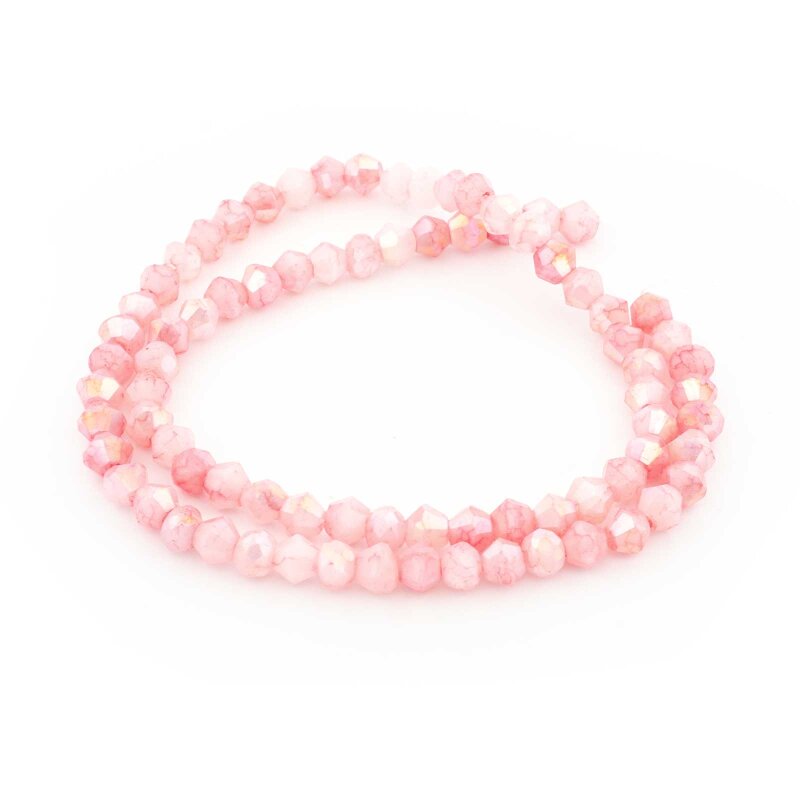 Facettierte Glasperlen in Rosa 4 mm mit Holoeffekt 1 Strang
