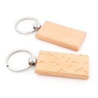 Schlüsselring in Platinfarben mit Holzplättchen...