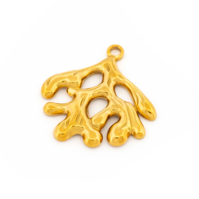 Anhänger Koralle 27 x 25 mm aus 304 Edelstahl in 18k Gold IP beschichtet