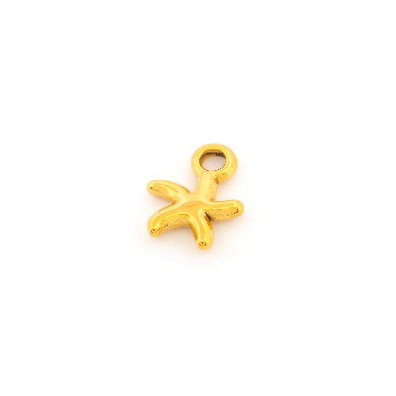 Anhänger Seestern 304 Edelstahl vergoldet 13 mm - PVD Ionenplattiert