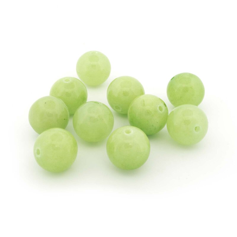 Jadeperlen in Grün 12 mm 10 Stück