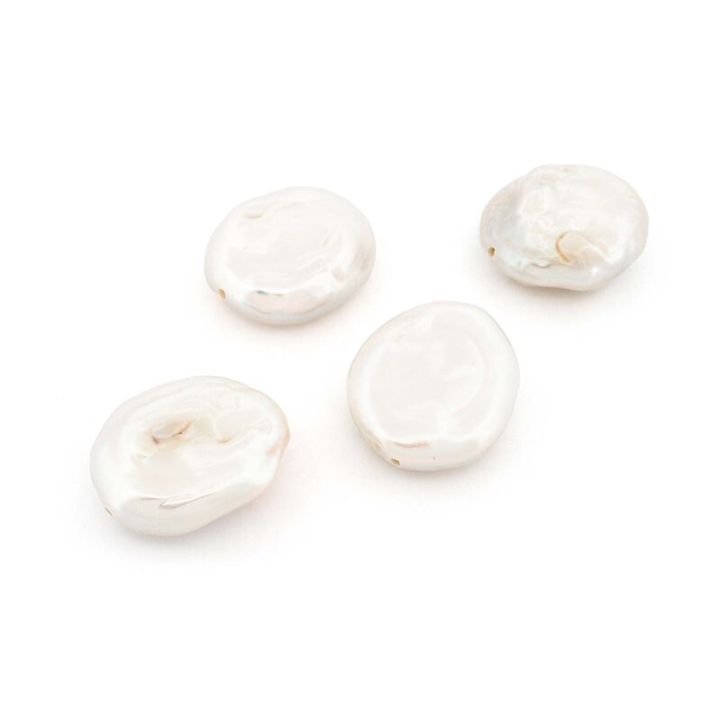 Barock Keshi Perlen oval Muschelfarbe 16 x 12 mm 4 Stück