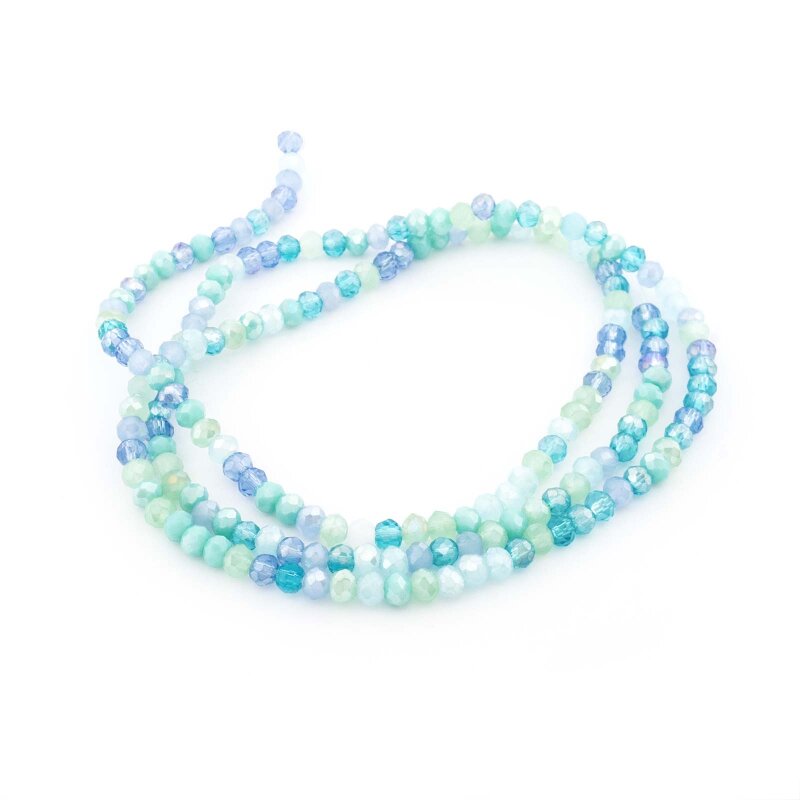 Glasschliffperlen in Meeresfarben 3 x 2 mm 1 Strang 42 cm