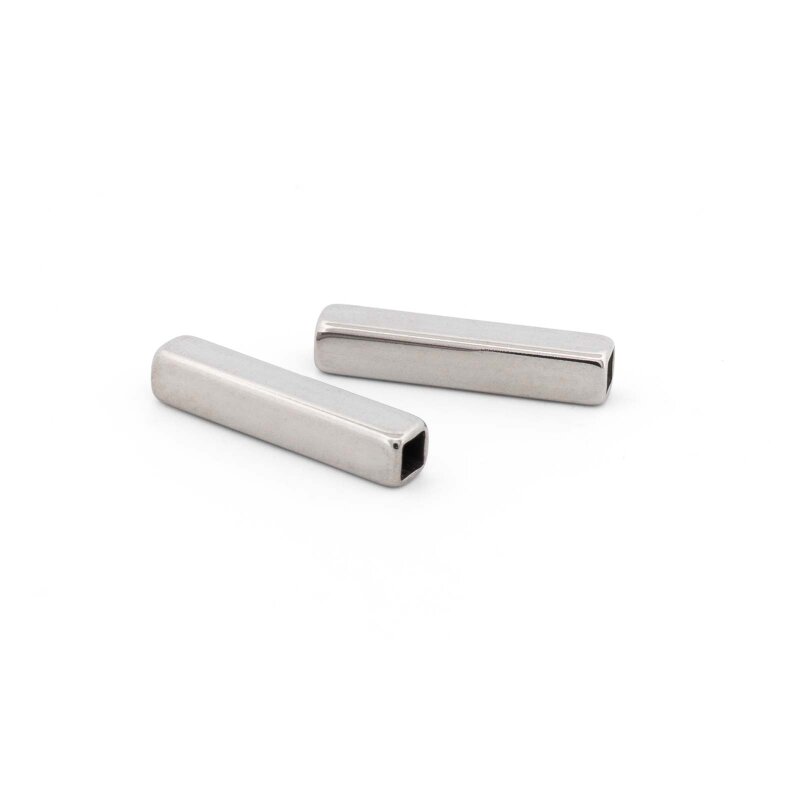Quaderförmige Metallperlen aus 304 Edelstahl platinfarben 20 x 4 mm 2 Stück
