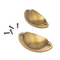 Muschelgriffe in Messingfarben 8 x 3,5 cm mit Schrauben 2...