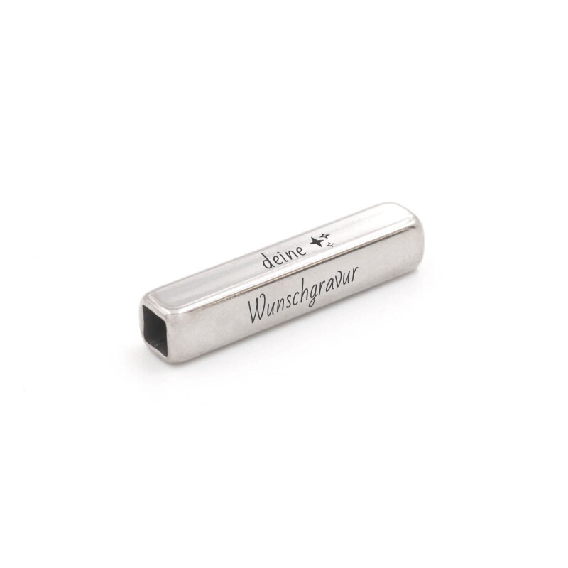 Rechteckige Röhrenperle aus 304 Edelstahl 20 x 4 mm mit individueller Gravur
