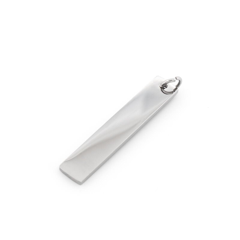 Rechteckiger Anhänger 32 x 6 mm mit Biegering aus 304 Edelstahl 1 Stück Mit Gravur