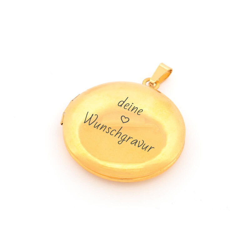 Medaillon aus Edelstahl in Goldfarben 31 x 27  mm mit Wunschgravur