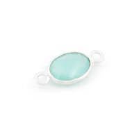 Quarzverbinder Aqua ovaler Verbinder aus 925 Silber,...