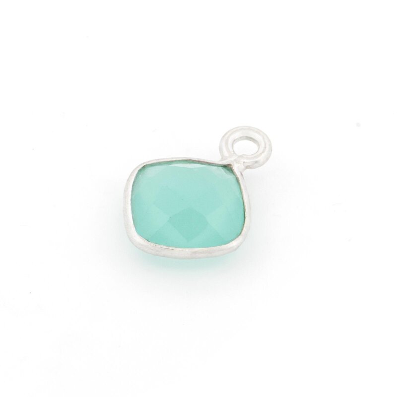 Aqua Quarz Charm aus 925 Silber Anhänger 7,5x10 mm