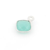Aqua Quarz Charm aus 925 Silber Anhänger 7,5x10 mm