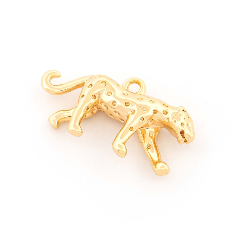 Jaguaranhänger aus Messing mit 18k Goldbeschichtung 9 x 16,5 mm 1 Stück