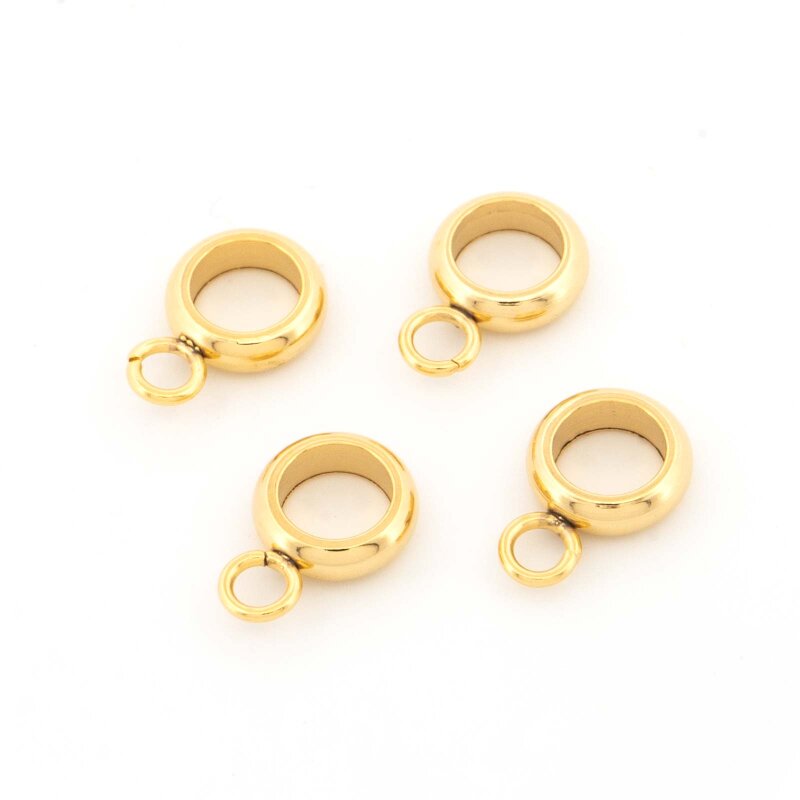 Collierschlaufe aus 201 Edelstahl in Goldfarben mit 4 mm Innendurchmesser 4 Stück