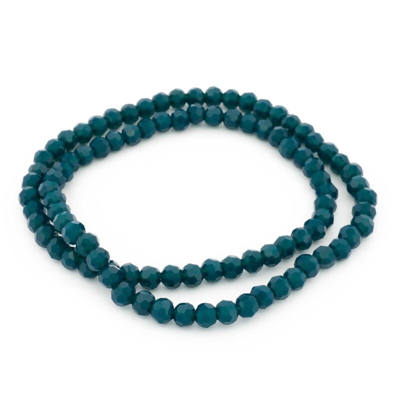 Glasschliffperlen in Stahlblau 4 mm 1 Strang (ca. 87 Stück)