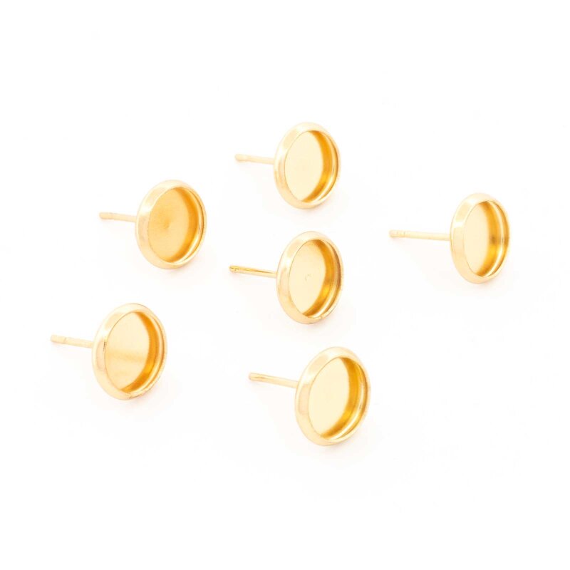 Ohrstecker aus 304 Edelstahl 18k goldbeschichtet für 8 mm Cabochons 6 Stück
