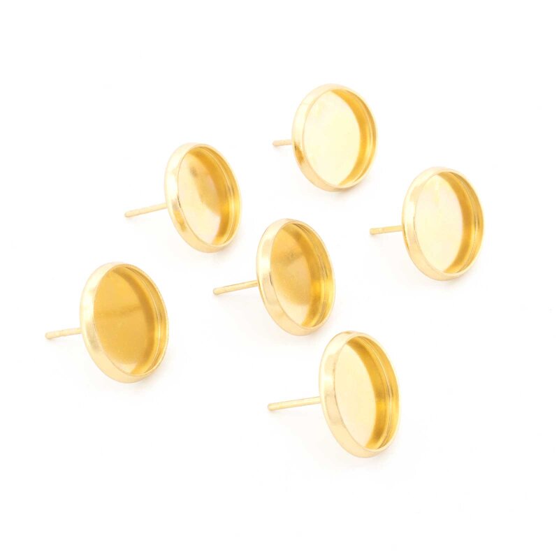 Ohrstecker aus 304 Edelstahl 18k goldbeschichtet für 12 mm Cabochons 6 Stück