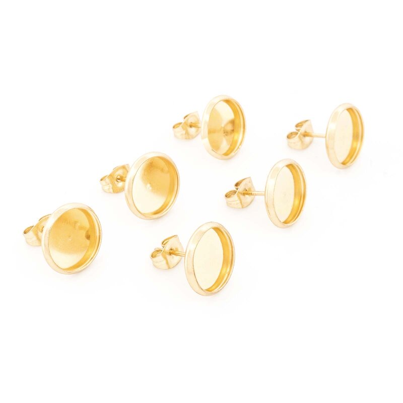 Ohrstecker aus 304 Edelstahl 18k goldbeschichtet für 10 mm Cabochons 6 Stück