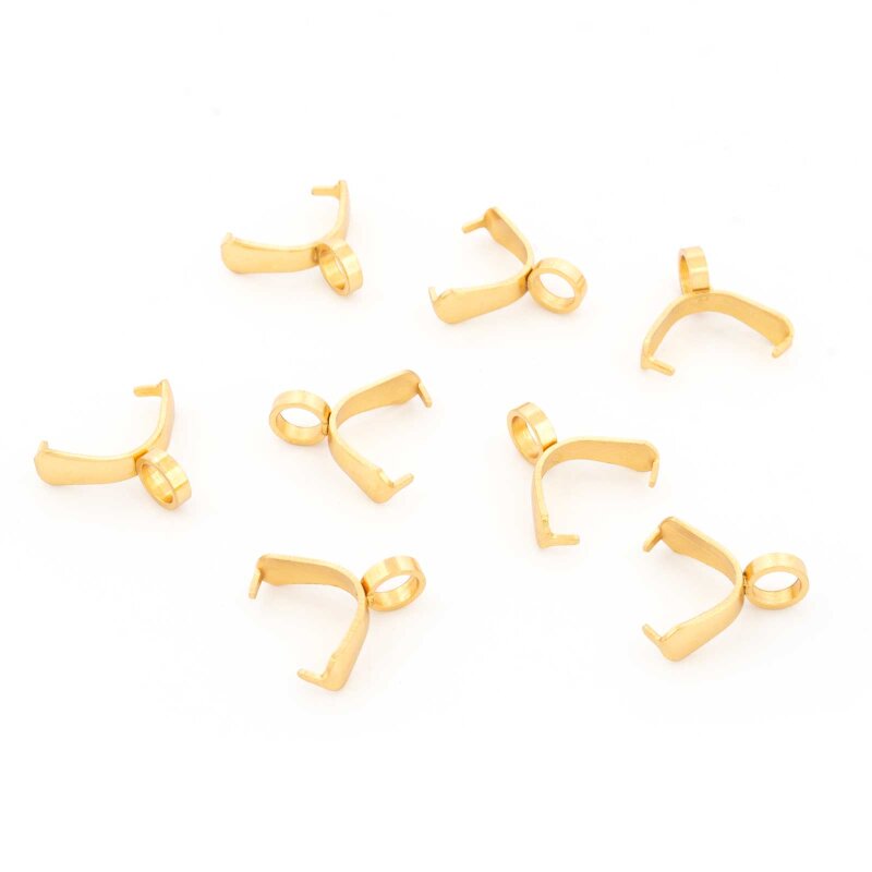 Collierschlaufe aus 201 Edelstahl 10 x 7,5 mm mit 18 K Goldbeschichtung 8 Stück