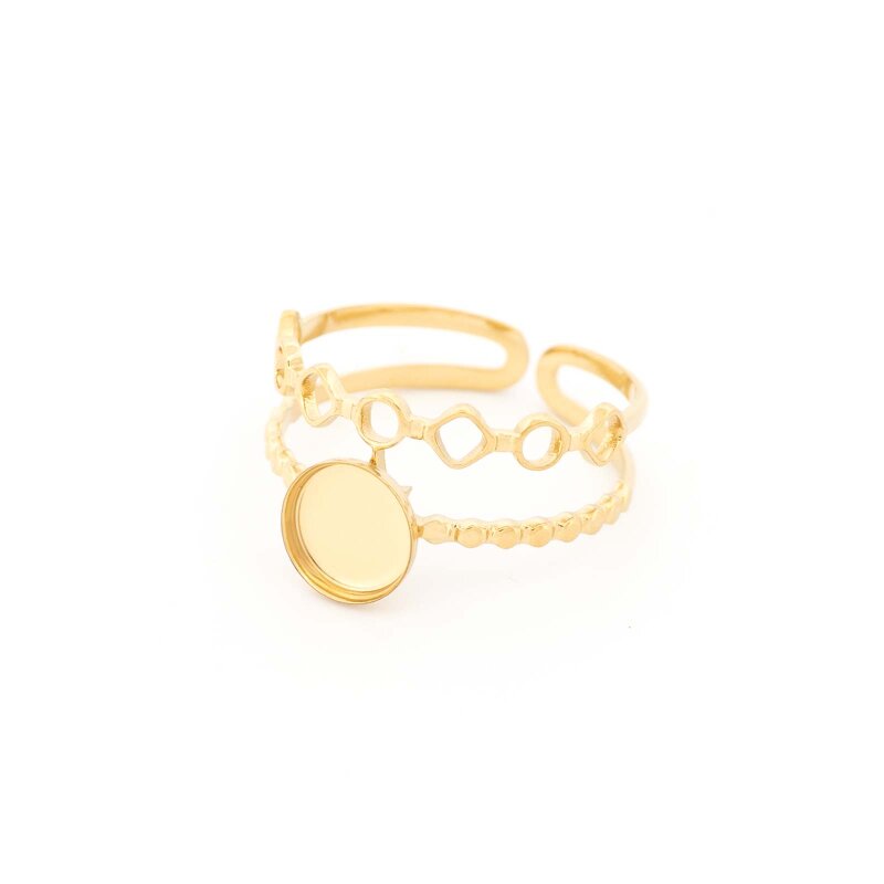 Ringrohling aus 304 Edelstahl mit 14K Goldbeschichtung für 6 mm Cabochons
