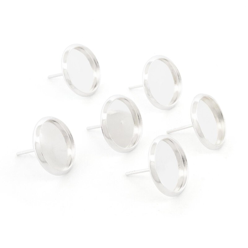 Ohrstecker aus 304 Edelstahl mit 925S Beschichtung für 12 mm Cabochons 6 Stück