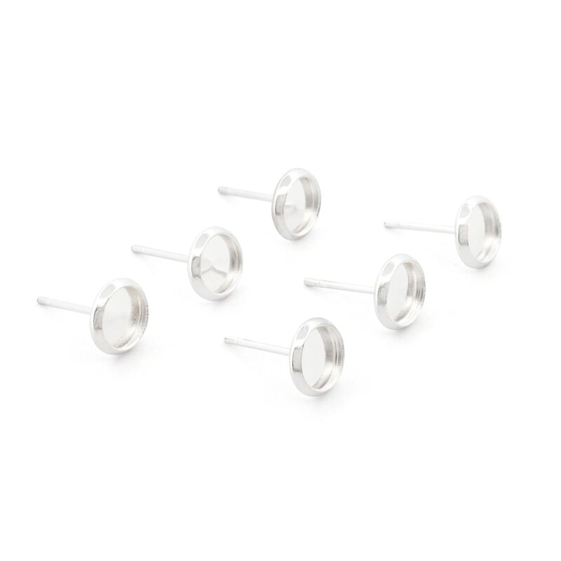 Ohrstecker aus 304 Edelstahl mit 925S Beschichtung für 6 mm Cabochons 6 Stück