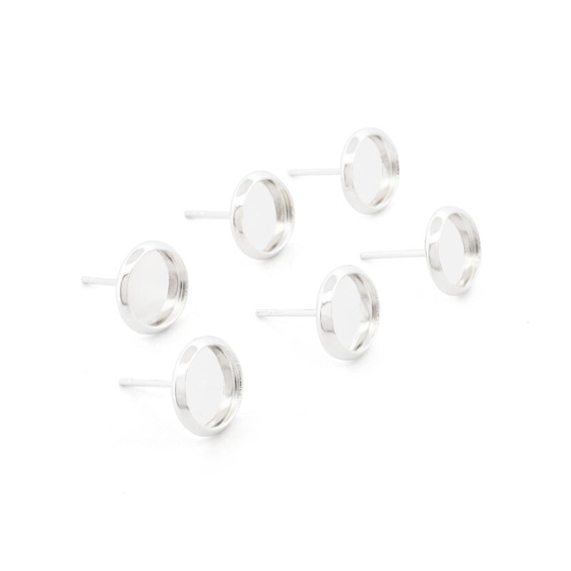 Ohrstecker aus 304 Edelstahl mit 925S Beschichtung für 8 mm Cabochons 6 Stück