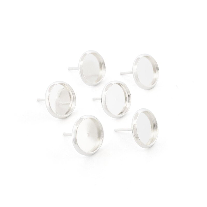 Ohrstecker aus 304 Edelstahl mit 925S Beschichtung für 10 mm Cabochons 6 Stück