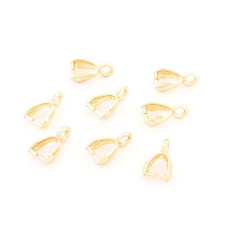 Collierschlaufen aus Messing mit 14K Goldbeschichtung, 10x5 mm, 8 Stück