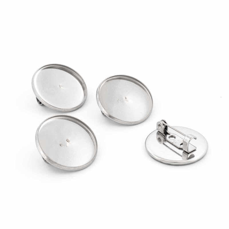 Broschenrohlinge aus 304 Edelstahl für 20 mm Cabochons 4 Stück