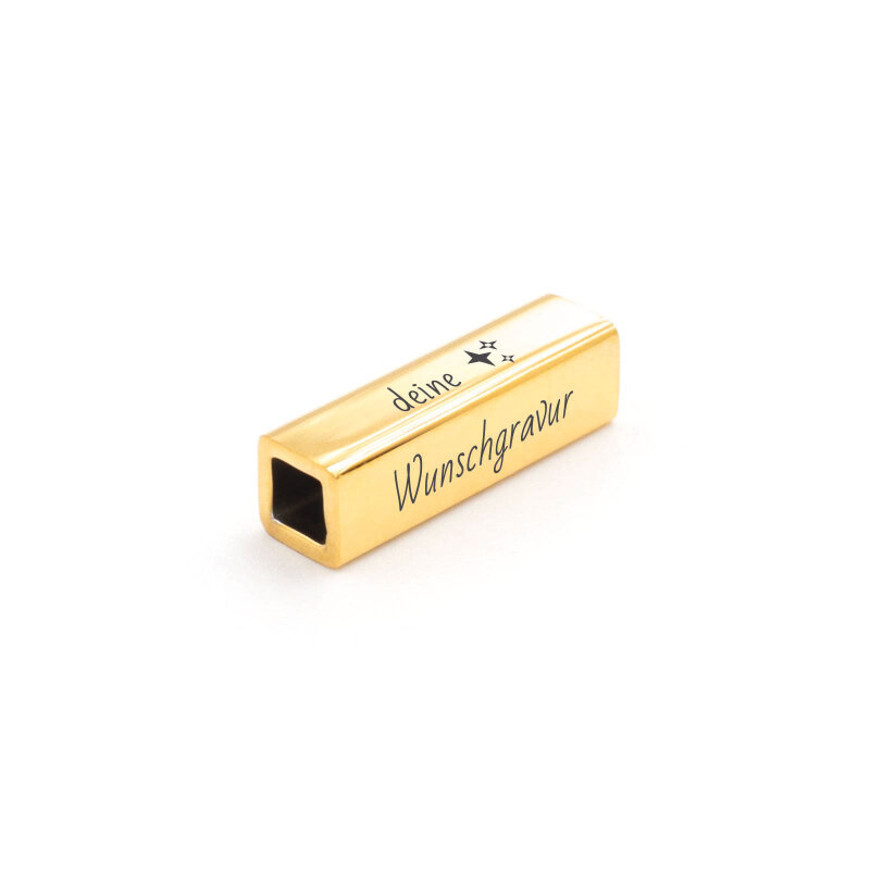 Röhrenperle aus 304 Edelstahl in Goldfarben mit individueller Gravur