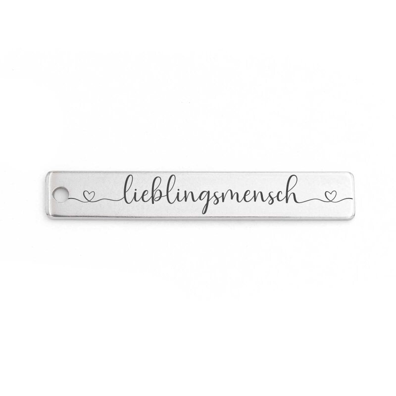 Anhänger mit Gravur Lieblingsmensch aus Edelstahl | 32 x 5 mm