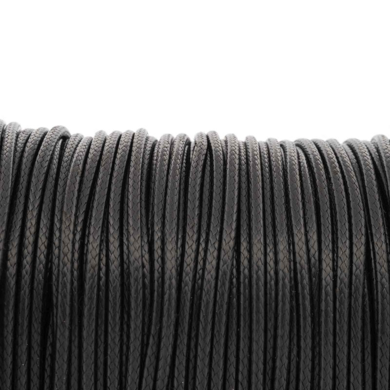 10 m Polyesterkordel gewachst in Schwarz, 2 mm