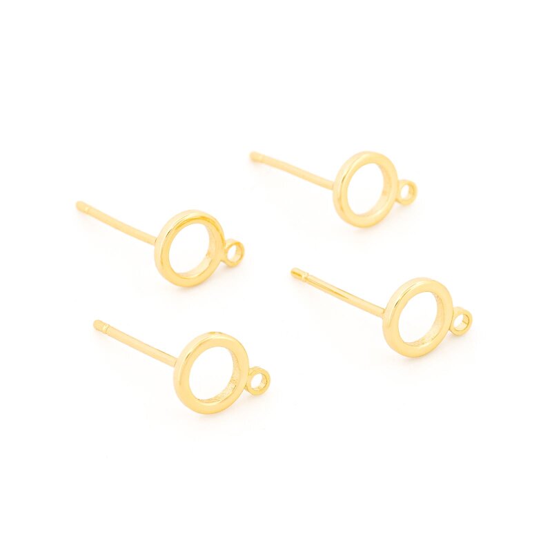 Ohrstecker aus Messing 6 mm 18k goldbeschichtet 4 Stück