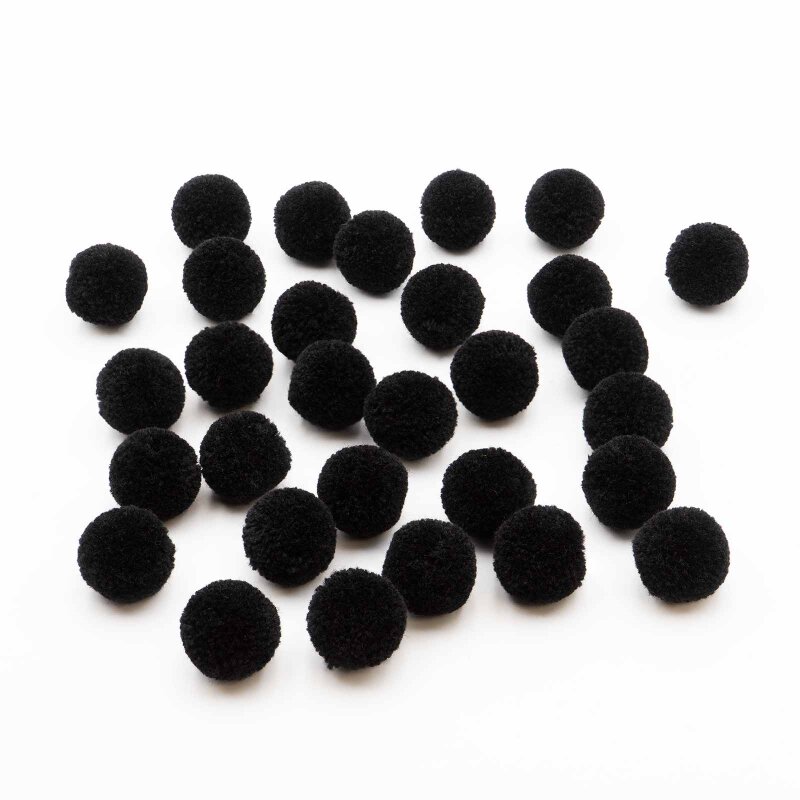 Pompons aus Polyester in Schwarz, 20 mm, 30 Stück