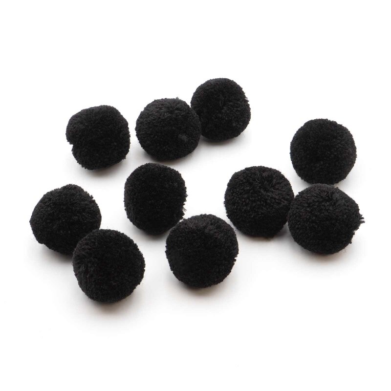 Pompons Polyester in Schwarz 30 mm, 10 Stück