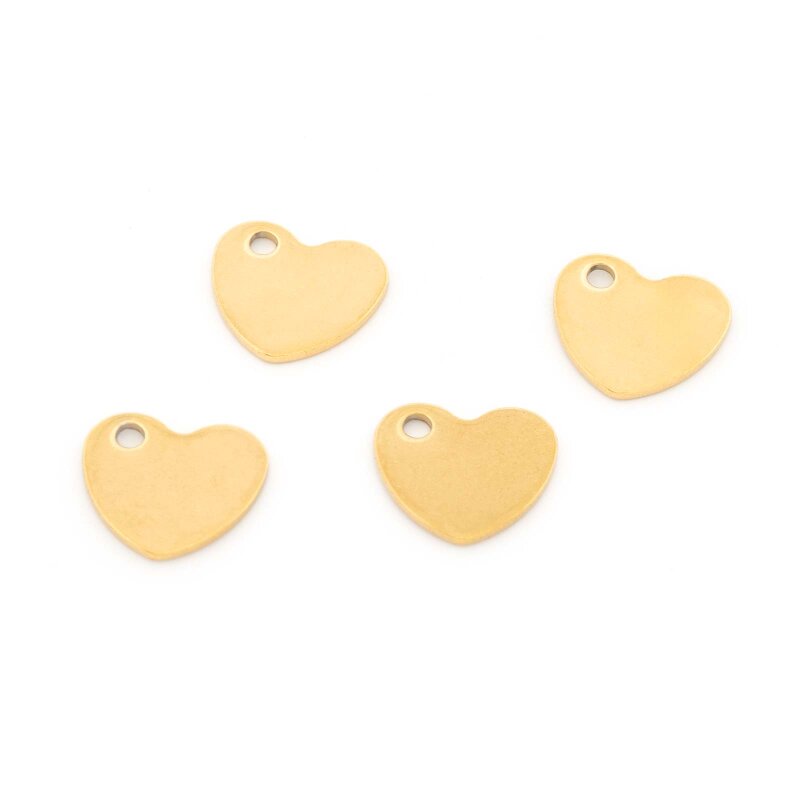 Herz Anhänger aus 304 Edelstahl goldfarben IP beschichtet 10 x 9 mm 4 Stück