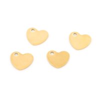 Herz Anhänger aus 304 Edelstahl goldfarben IP...