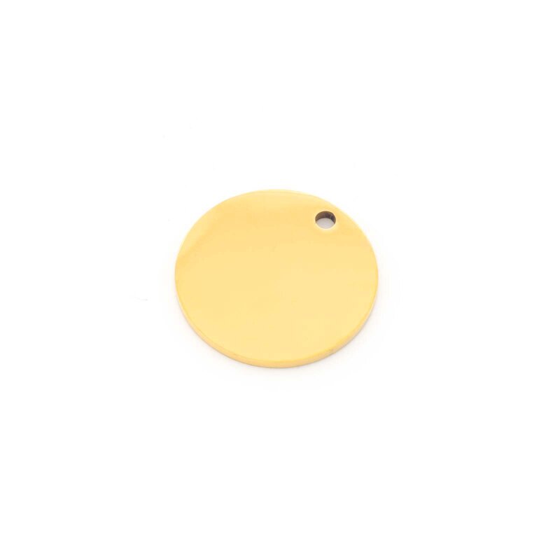 Rundes Plättchen 15 mm aus 304 Edelstahl in Goldfarben mit IP-Beschichtung, 1 Stück