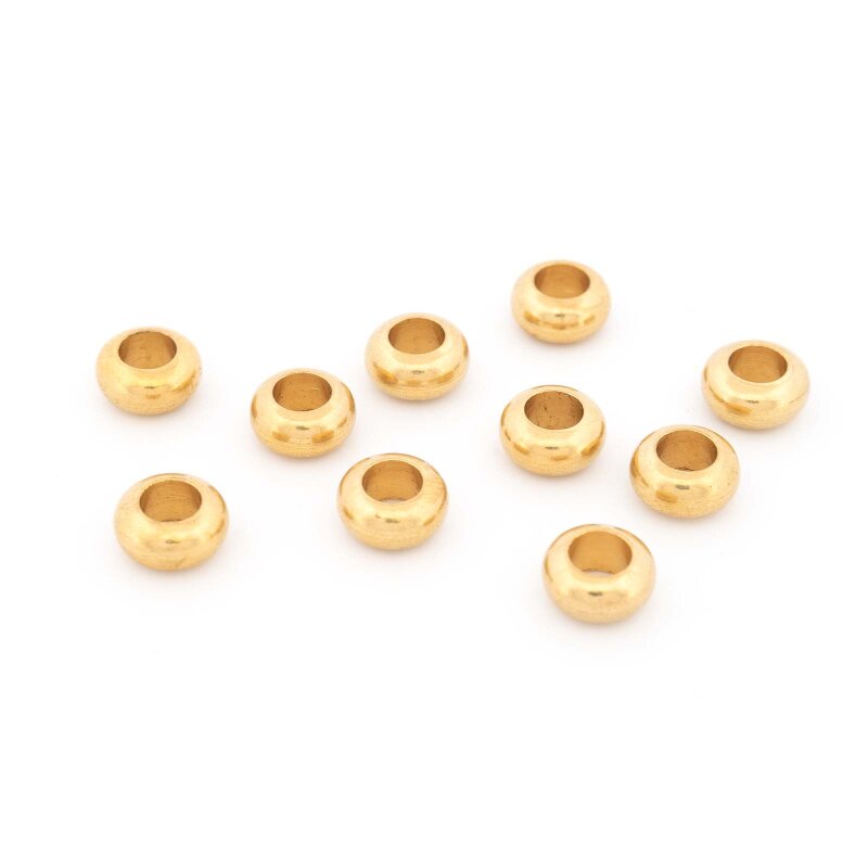 Zwischenperlen aus Messing 8x4 mm, unbehandelt - 10 Stück