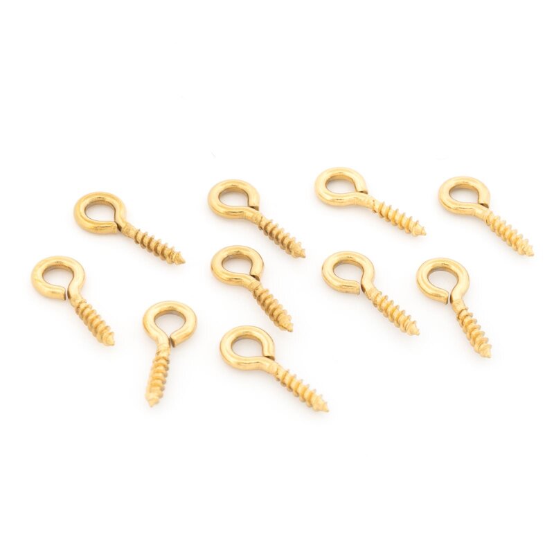 Schraubösen aus 304 Edelstahl 18k Gold IP-beschichtet 10 mm 10 Stück