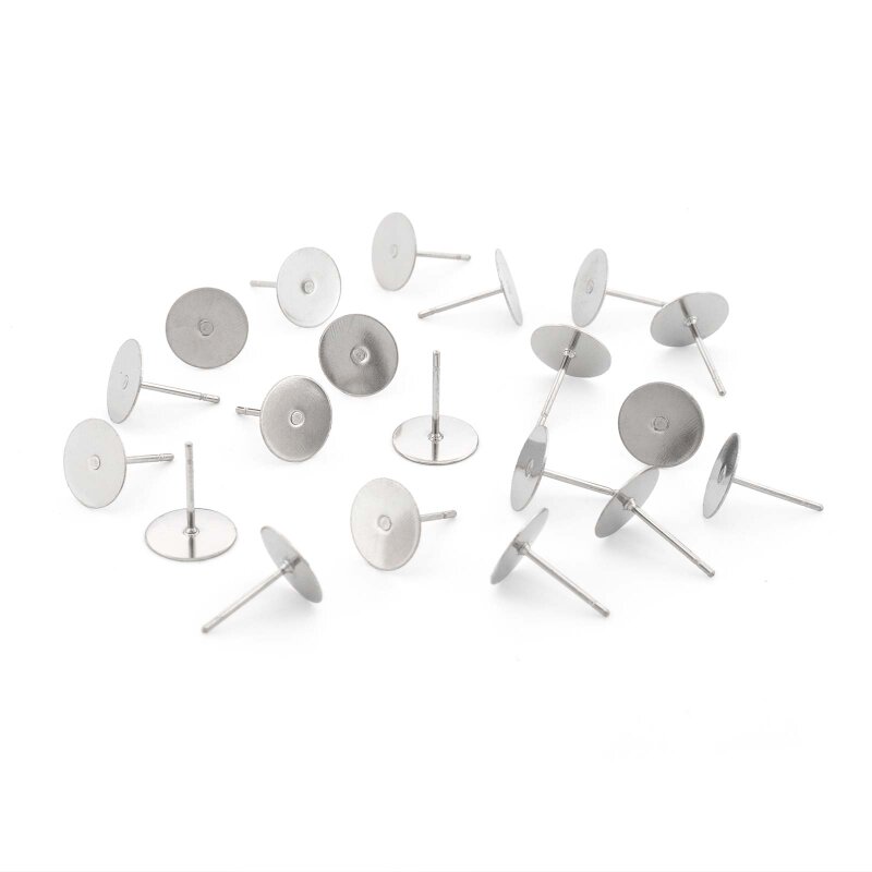 Ohrstecker Rohlinge aus 316 Edelstahl mit 8 mm Klebefläche 20 Stück