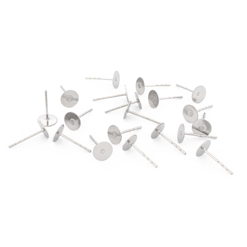 Ohrstecker Rohlinge aus 316 Edelstahl mit 6 mm Klebefläche 20 Stück