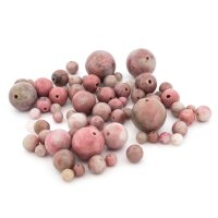 Rhodonit Perlen Mix 50 g Naturstein altrosa mit Matrix...