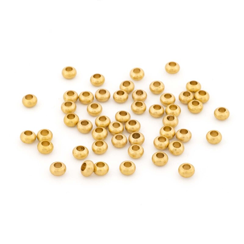 Zwischenperlen aus Messing unbehandelt 3 x 2 mm 50 Stück