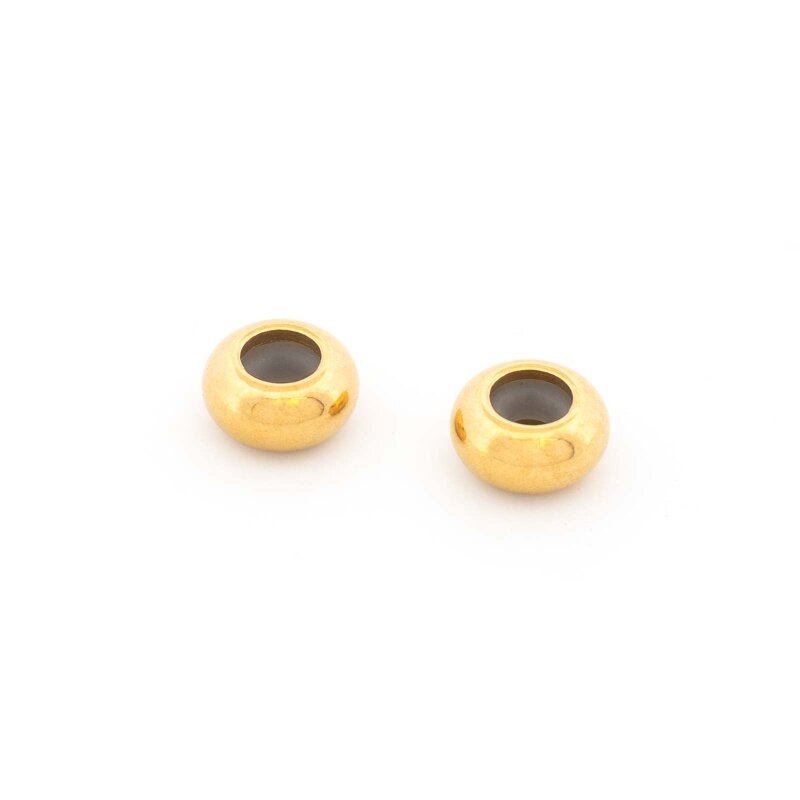 Stopperperlen 8x4mm aus 304 Edelstahl (PVD-Goldbeschichtung) mit Silikonkern, 2 Stück