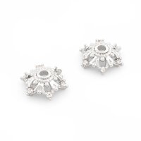Perlkappen Messing platinfarben 10 mm mit Zirkonia 2...