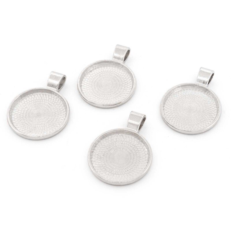 Fassungen für 20 mm Cabochons silberfarben Zinklegierung 4 Stück