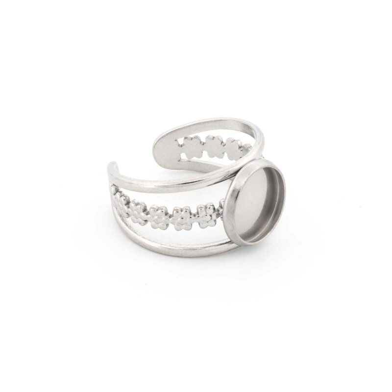 Ringrohling 304 Edelstahl Platinfarben für 10 mm Cabochons