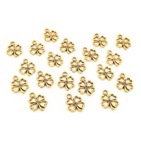 Anhänger Kleeblatt 16 mm Antik Goldfarben 20 Stück