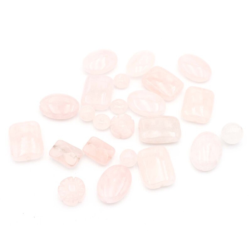 Rosenquarz Perlen Set Mystery Mix - 50g Naturstein Mischung